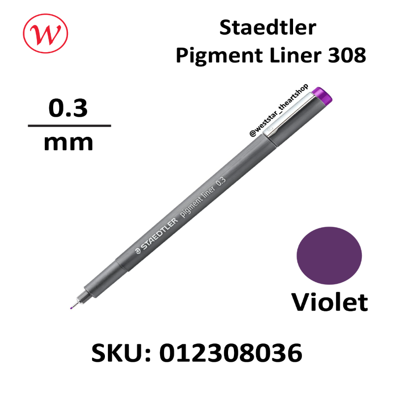 Staedtler Pigment Liner 308 Single Pen (Colored) Waterproof - 0.3mm / 0.5mm