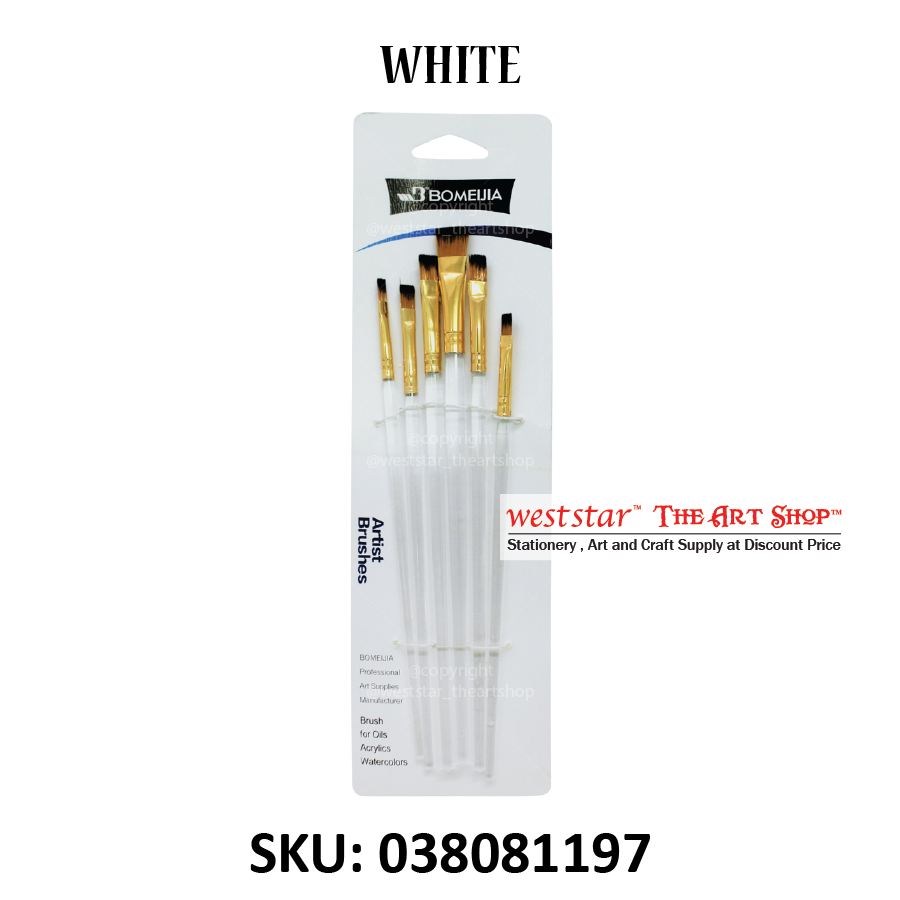A01970 Brush Set Flat 6pcs | Weststar The Art Shop - Retail & Wholesale