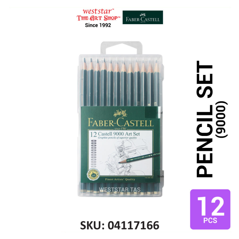 Faber-Castell 9000 Pencil Set, Faber-Castell Pencil Set, Graphite Pencils (2H-8B) Hard Plastic Case *Online Exclusive Promo*