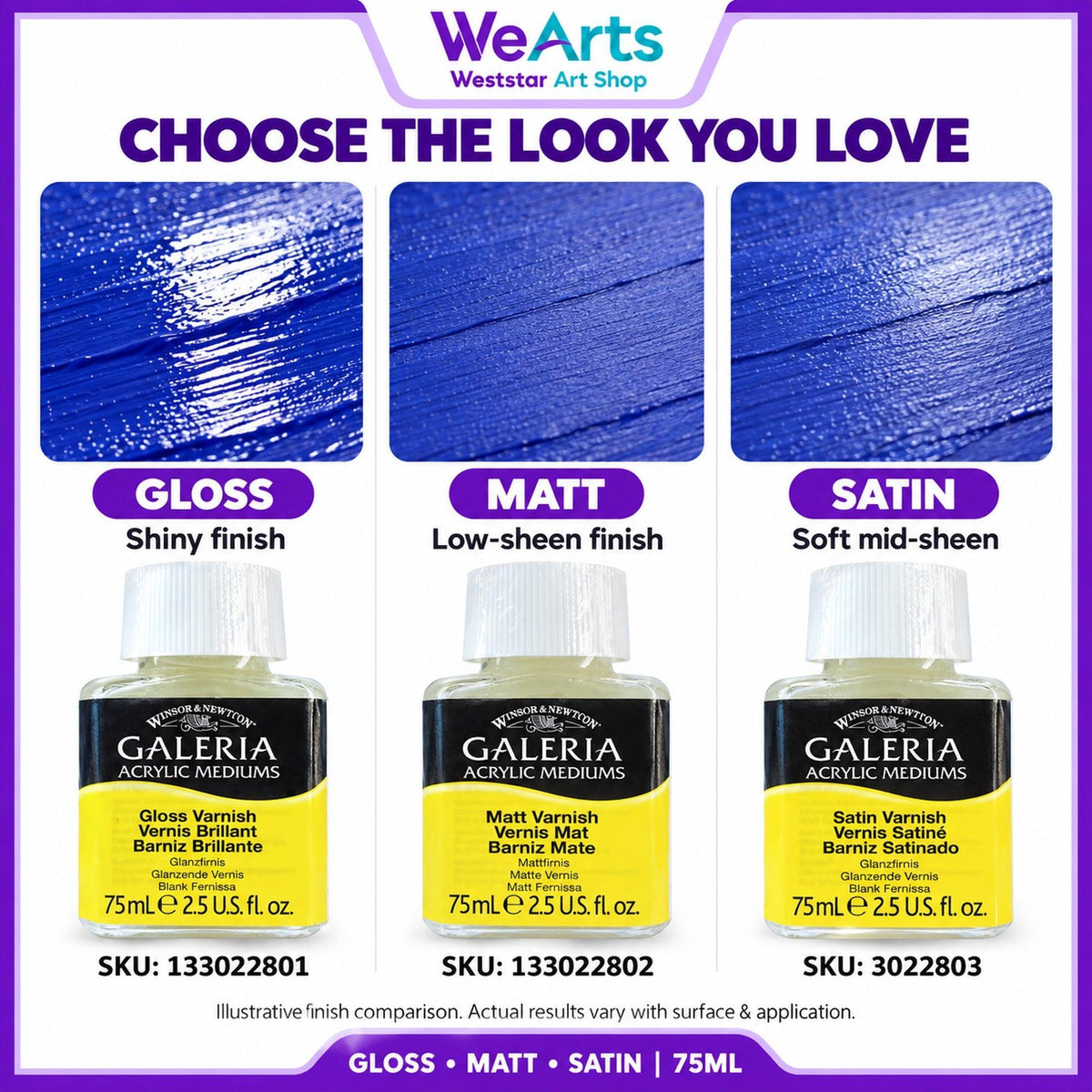 Winsor & Newton ACRYLIC MEDIUM Varnish 75ml (GLOSS/MATT/SATIN)