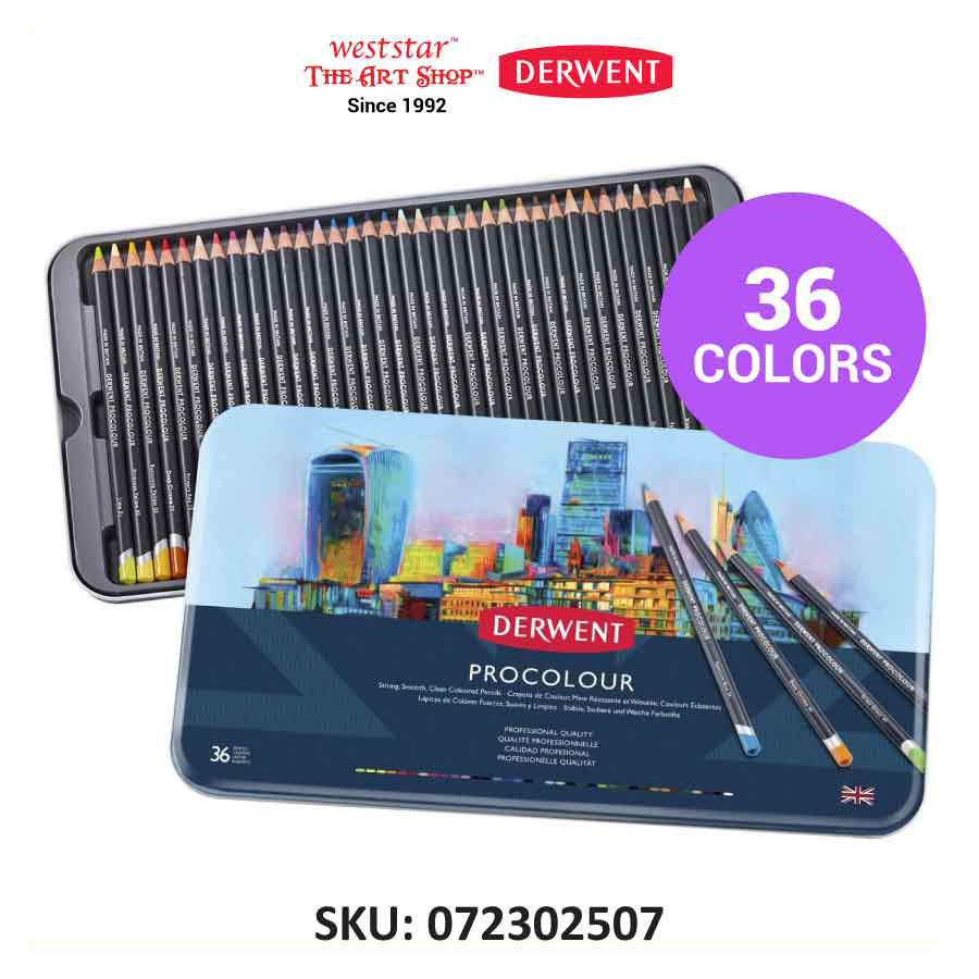 Derwent Procolor Color Pencil , Procolour Pencil | Tin of 12, 24, 36, 72pcs