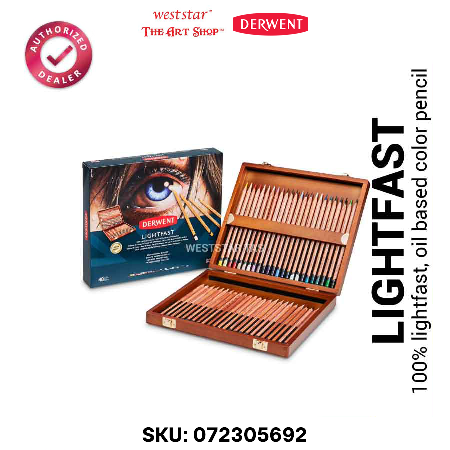 Derwent Lightfast Color Pencil (Oil-Based) | Wooden Box of 48 , 100colors