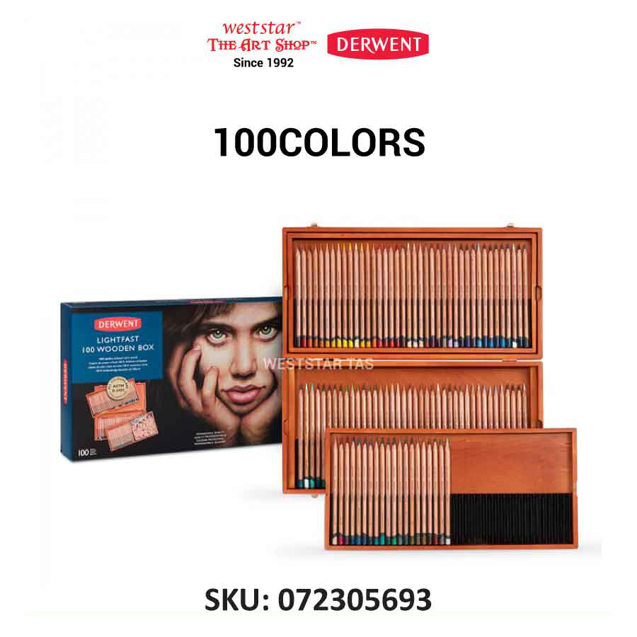 Derwent Lightfast Color Pencil (Oil-Based) | Wooden Box of 48 , 100colors