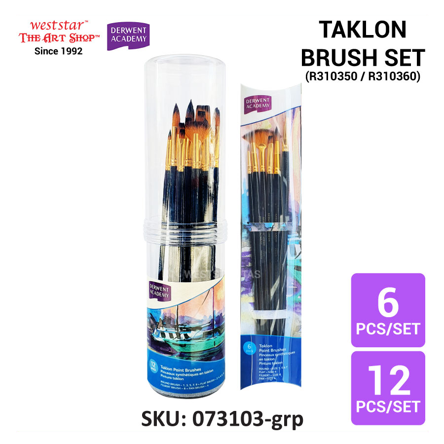 Derwent Academy Taklon Brush Set of 6pcs / 12pcs