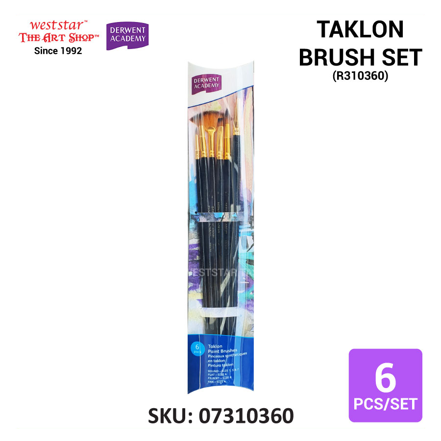 Derwent Academy Taklon Brush Set of 6pcs / 12pcs