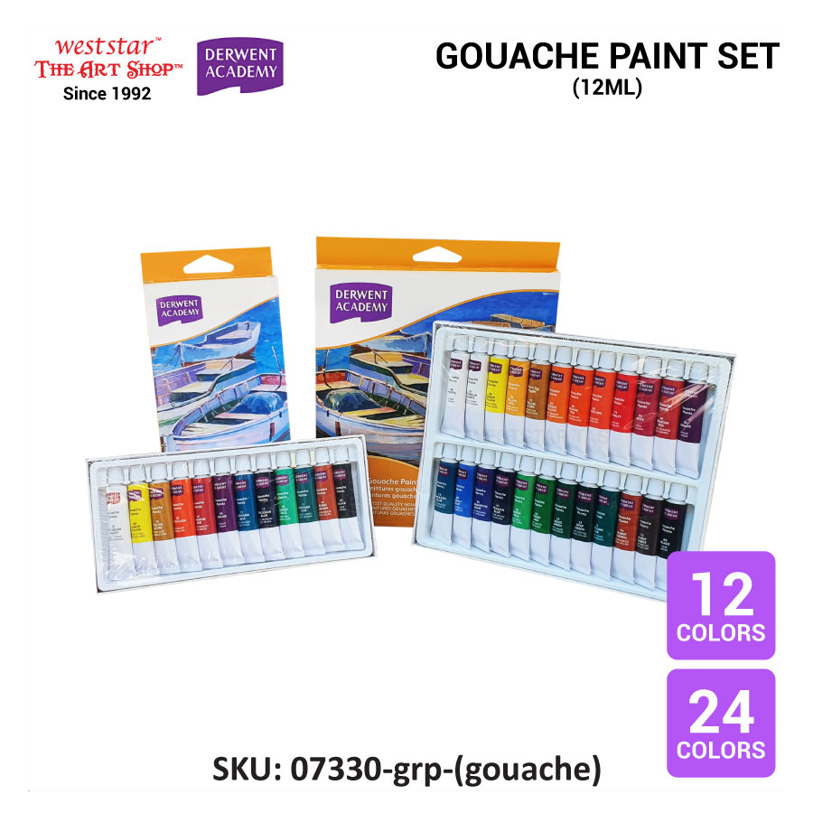 Derwent Academy Gouache Paint Set, Gouache Color (12colors / 24colors)