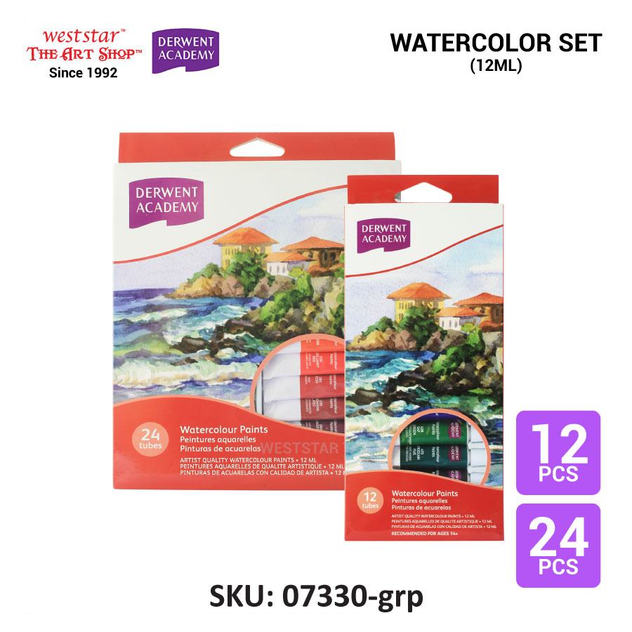 Derwent Academy Watercolor Set (12ml) 12colors, 24colors