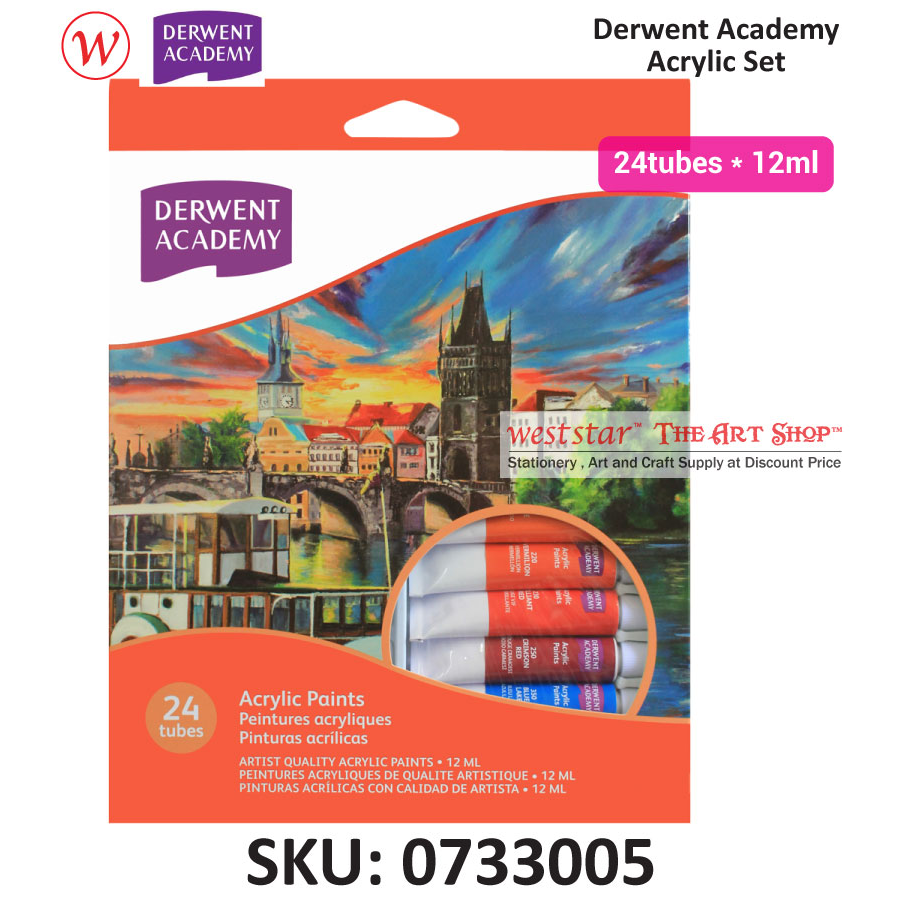 Derwent Academy Acrylic Paints Set (12ml) 12colors, 24colors