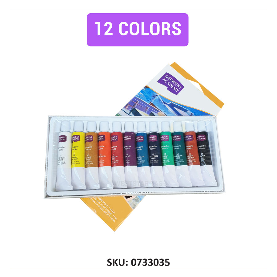 Derwent Academy Gouache Paint Set, Gouache Color (12colors / 24colors)