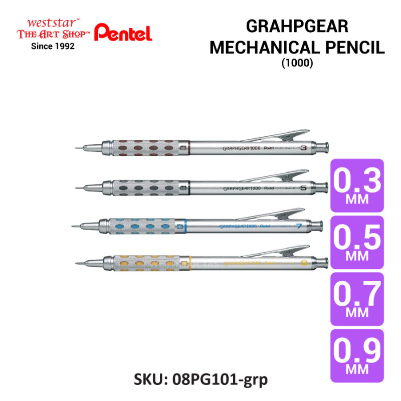 Pentel Graphgear 1000 Mechanical Pencil, Pentel Drafting Pencil  (0.3, 0.5, 0.7, 0.9mm)