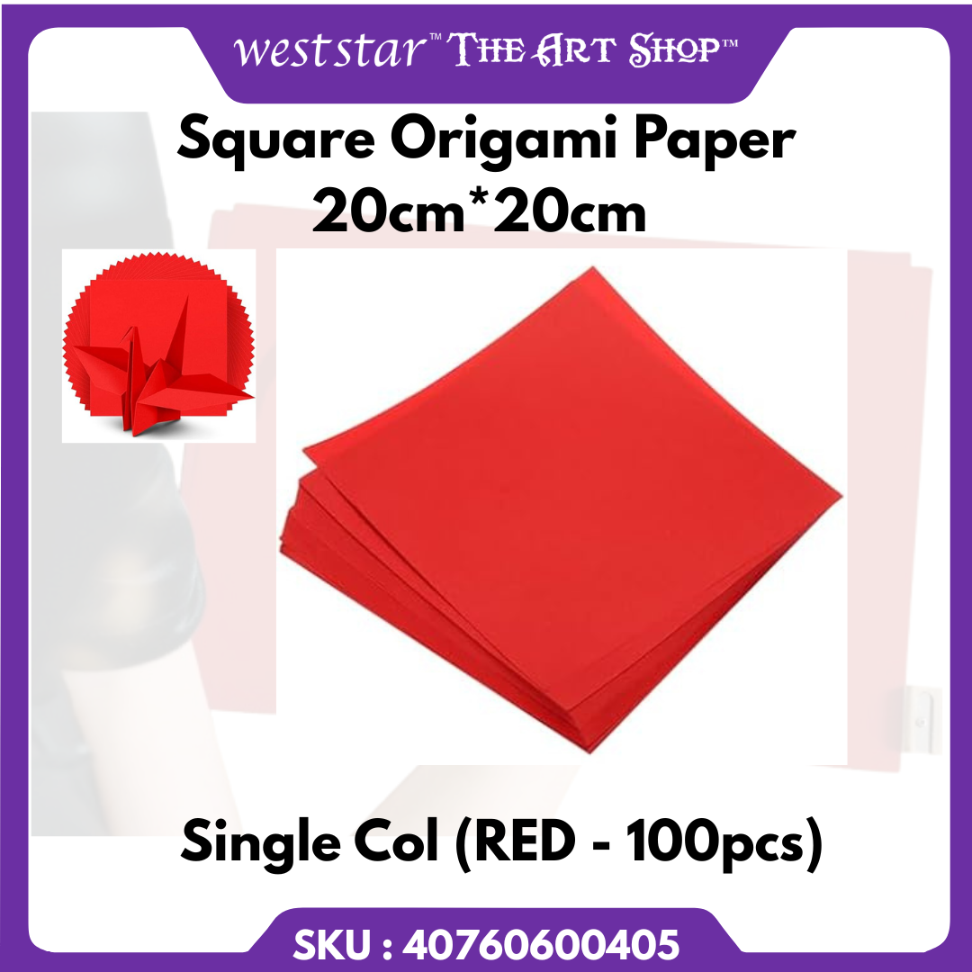 Square Origami Paper 20cm*20cm-Single Colour (RED - 100pcs)