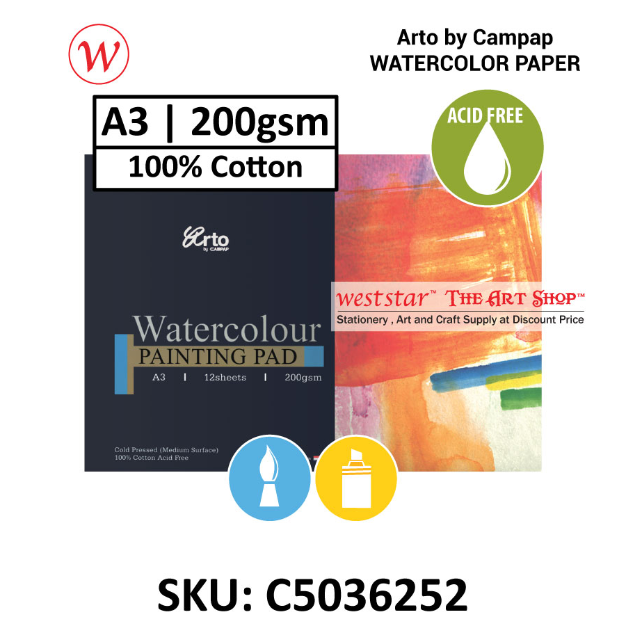 A3 Arto Watercolor Pad - Cold Pressed (Cotton / Cellulose) | ACID FREE