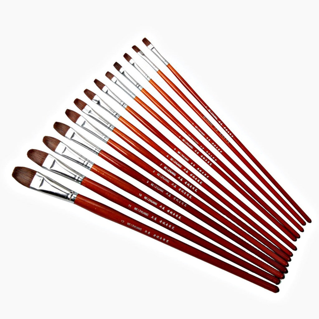 S222 Filbert WOLF Hair Brush Short Handle Painting Brush No.1 to No. 12 (Single Pc)
