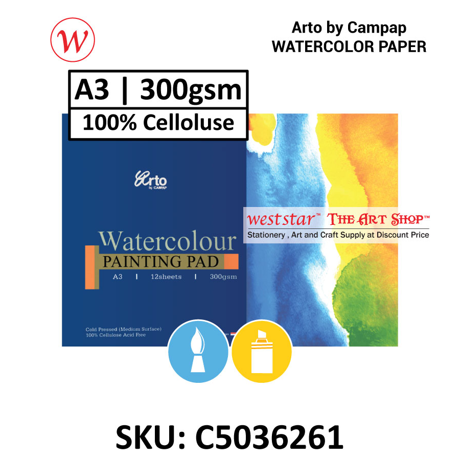 A3 Arto Watercolor Pad - Cold Pressed (Cotton / Cellulose) | ACID FREE