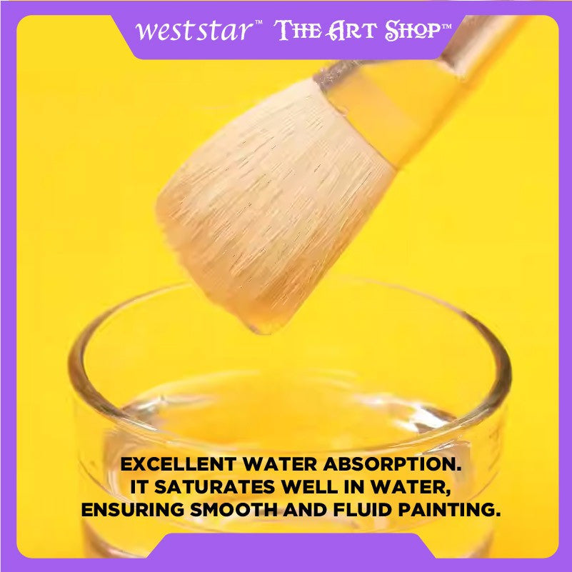 Goat Hair Brush/Flat Mop Brush/ Round Brush Art/Blending Brush Make up /Wool Brush for Ceramic/Berus Kambing