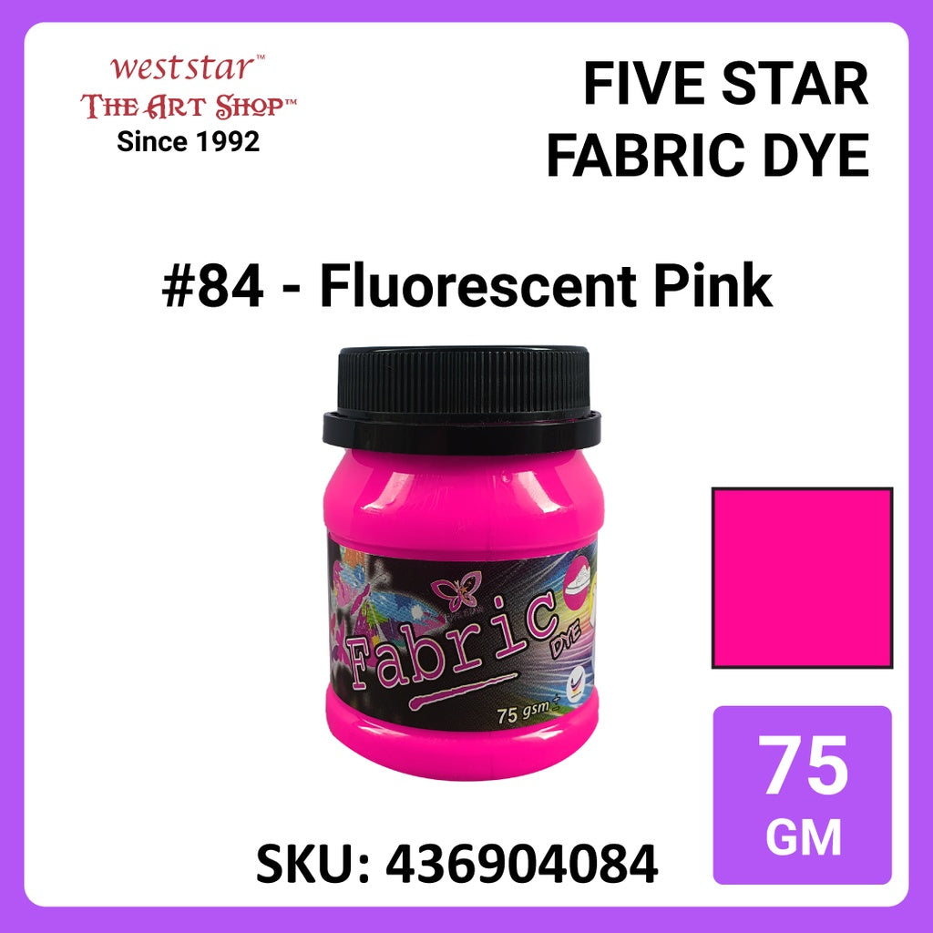 Five Star Fabric Dye 75gm - Standard Color | Clothes DIY Stationery Paint Dye Shirt Batik Fashion Design Office Colouring Colour Tie-Dye Stamping Textiles