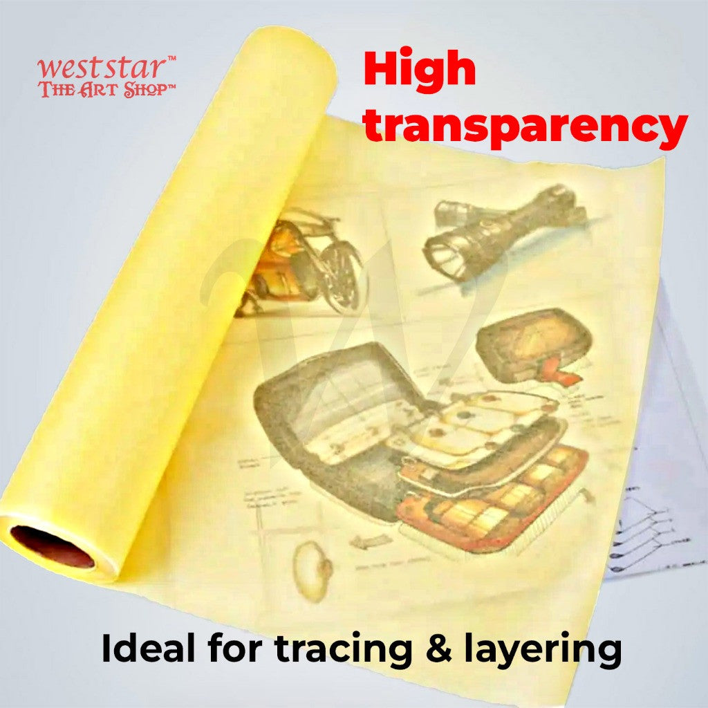 Butter Paper Roll YELLOW for Sketching & Drawing - 15g (30cm / 46cm*50 yard )