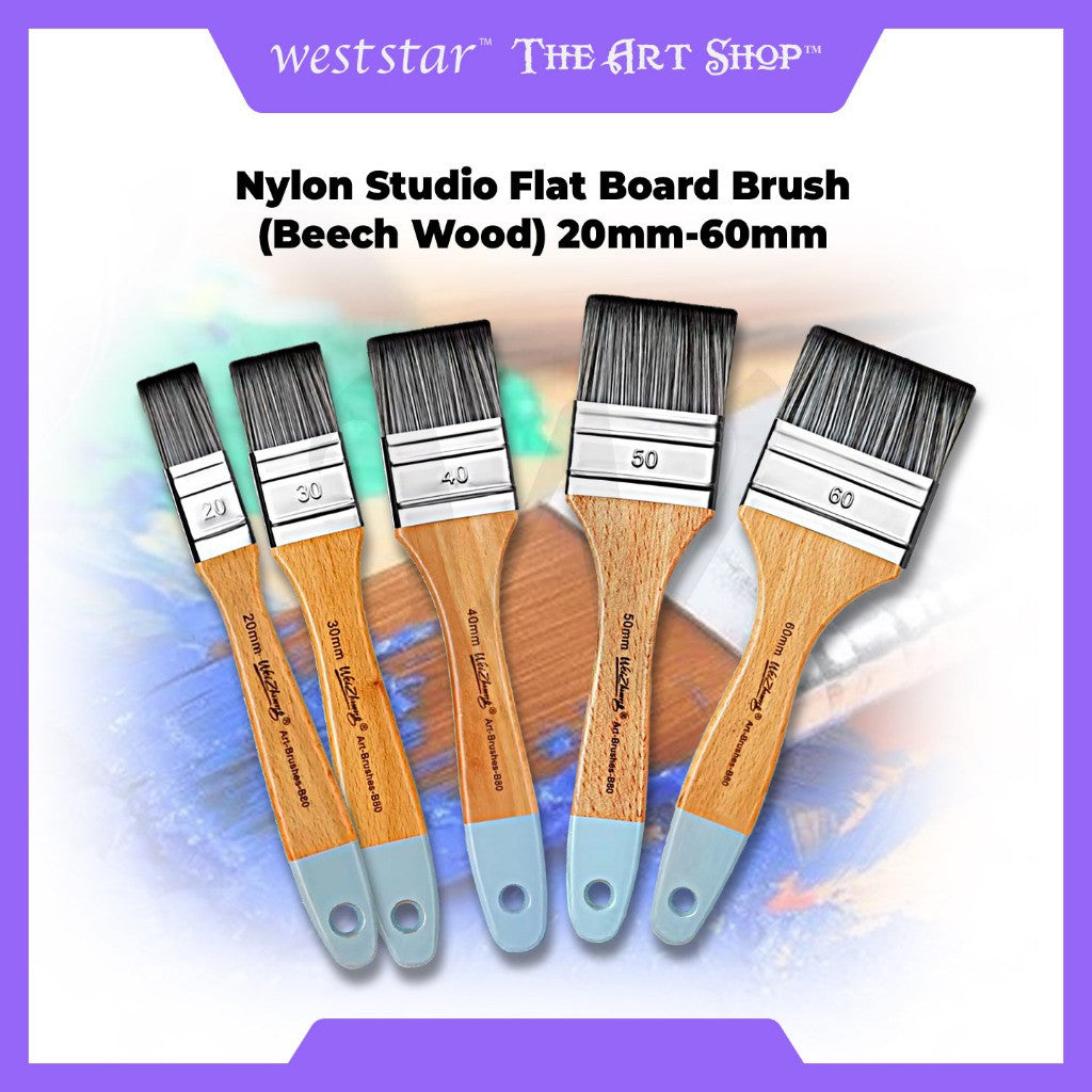 Nylon Studio Flat Board Brush (Beech Wood) 20mm-60mm