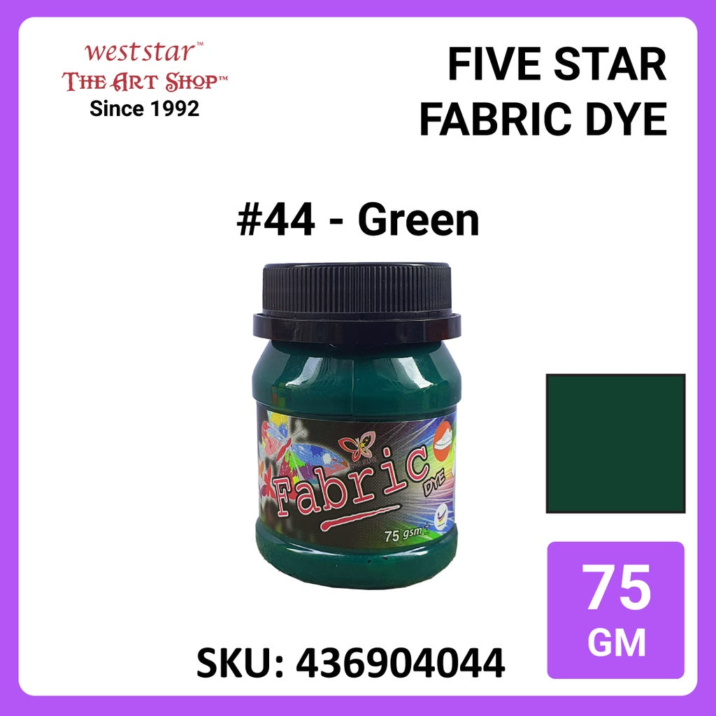 Five Star Fabric Dye 75gm - Standard Color | Clothes DIY Stationery Paint Dye Shirt Batik Fashion Design Office Colouring Colour Tie-Dye Stamping Textiles