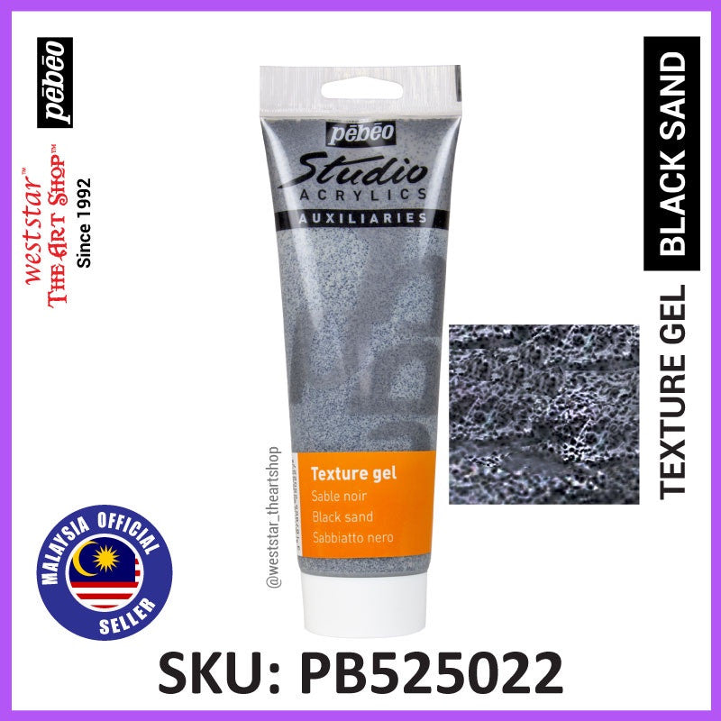 Pebeo Texture Gel (250ml) | BLACK, WHITE, RED, YELLOW SAND