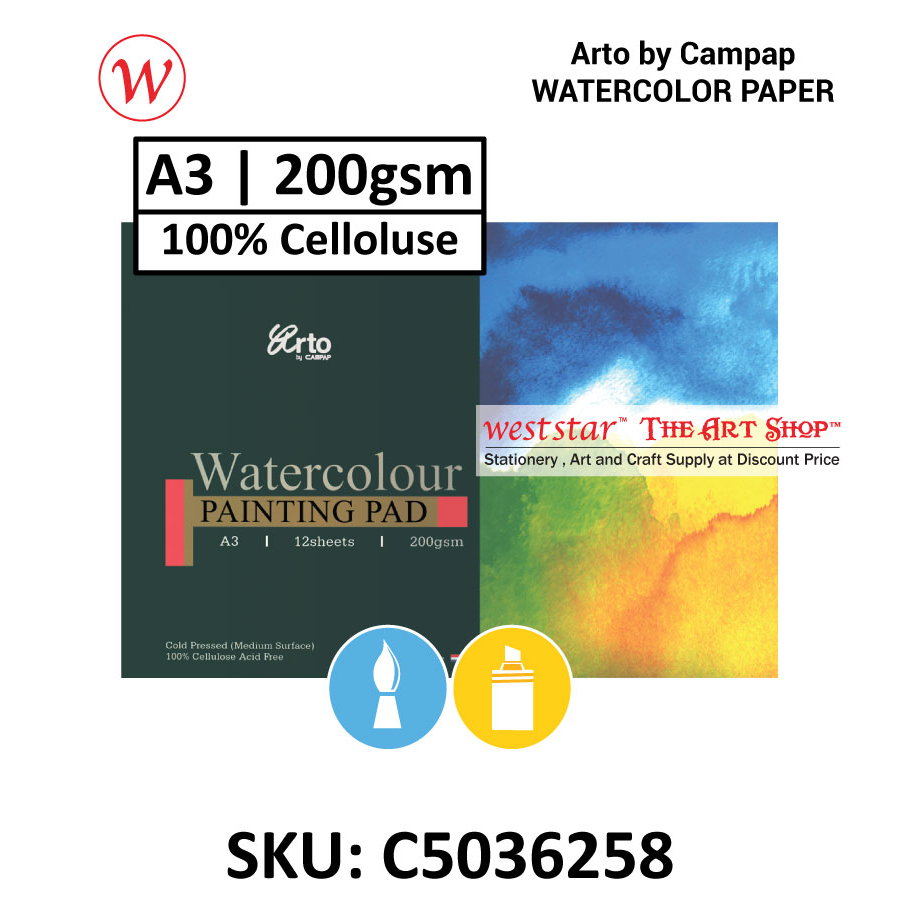 A3 Arto Watercolor Pad - Cold Pressed (Cotton / Cellulose) | ACID FREE