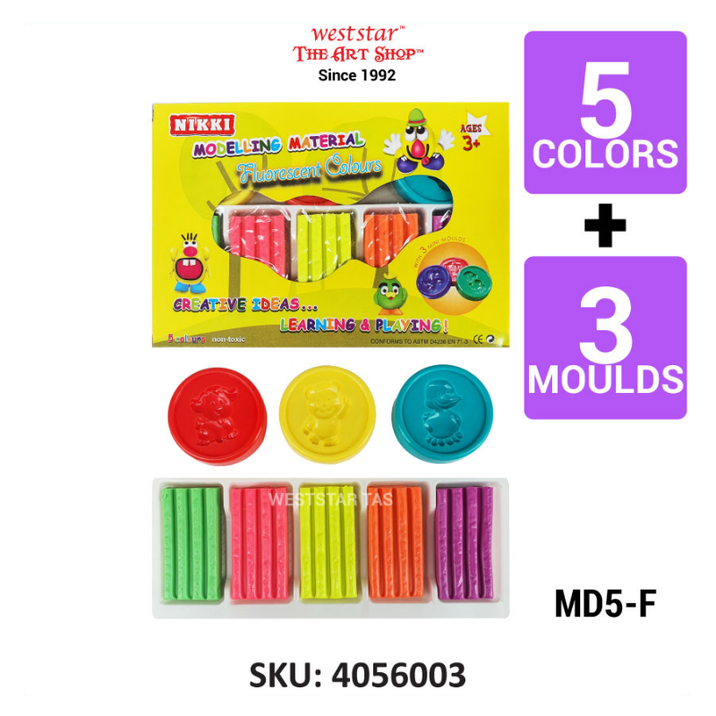 Nikki Clay , Plasticine (MD-5-F) | 5Colors + 3Moulds (Suitable for kids age 3+)