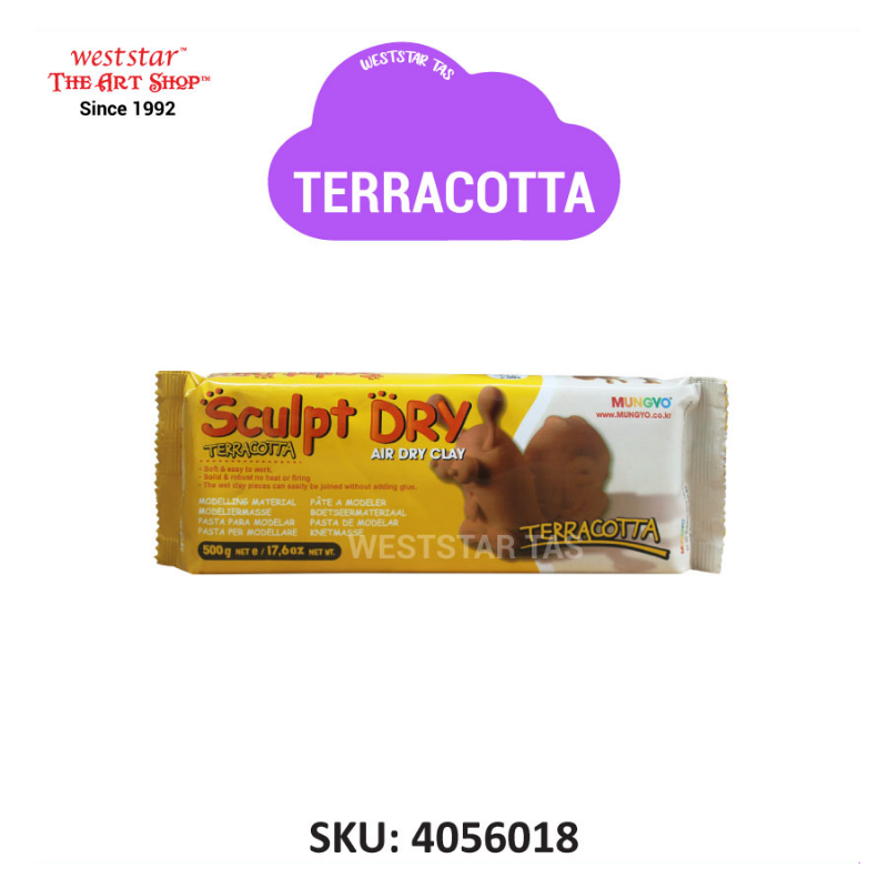 Mungyo Sculpt Dry Clay, Air Hardening Clay (500g) - White, Peach, Terracotta Color