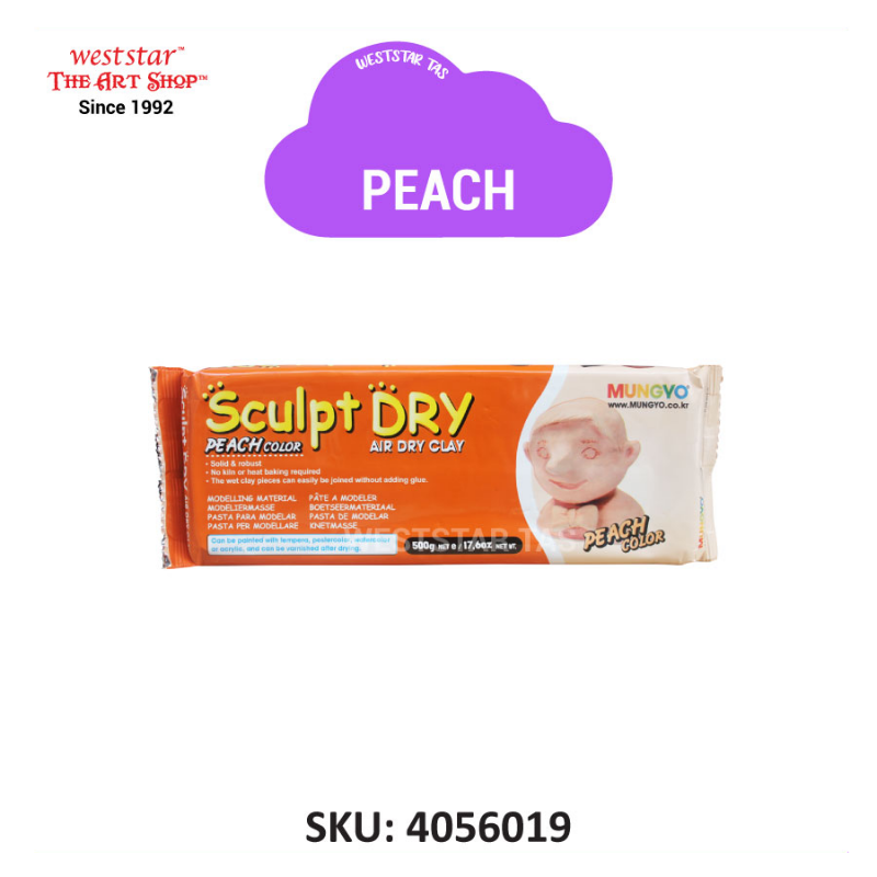 Mungyo Sculpt Dry Clay, Air Hardening Clay (500g) - White, Peach, Terracotta Color