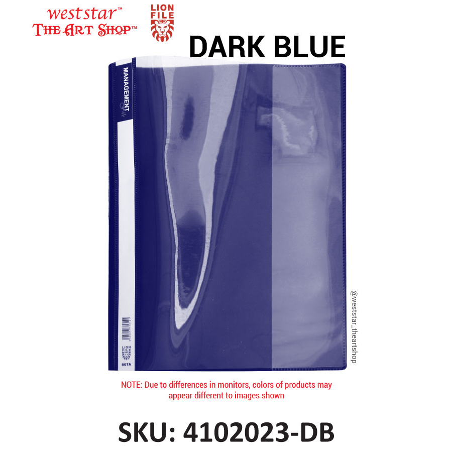 A4 Lion Management File 807A PVC Cover | Lightweight, Sturdy, Clear Front | Presentation & Document File