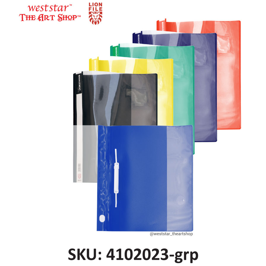 A4 Lion Management File 807A PVC Cover | Lightweight, Sturdy, Clear Front | Presentation & Document File