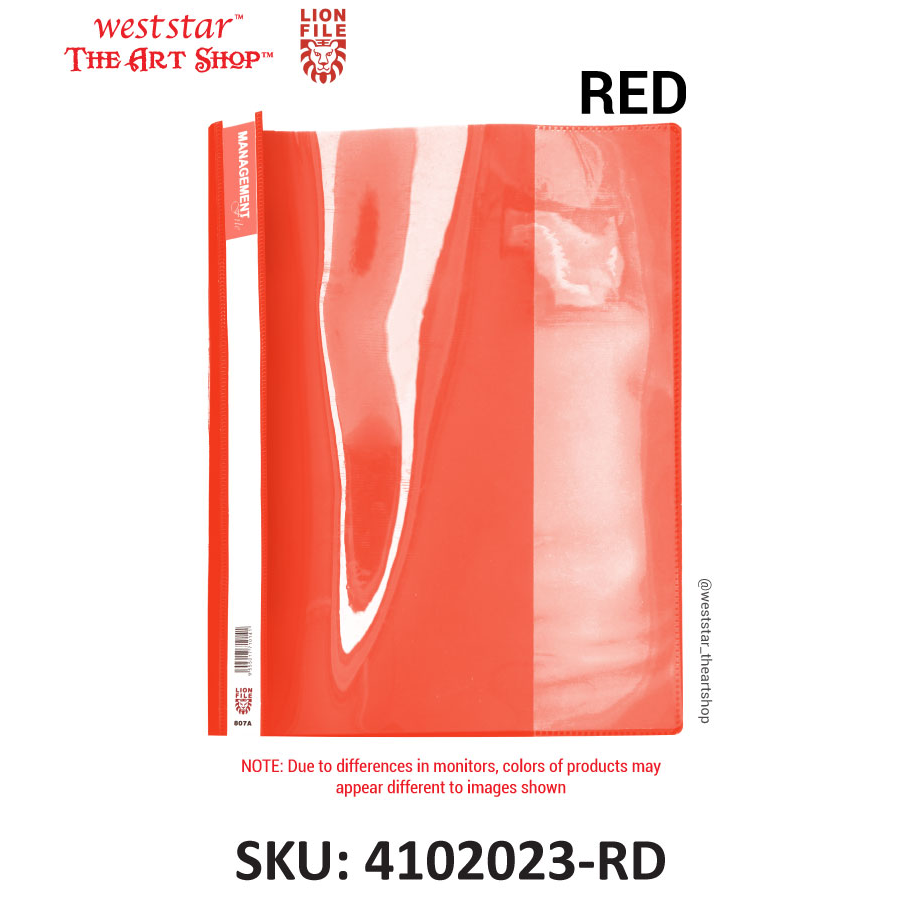 A4 Lion Management File 807A PVC Cover | Lightweight, Sturdy, Clear Front | Presentation & Document File