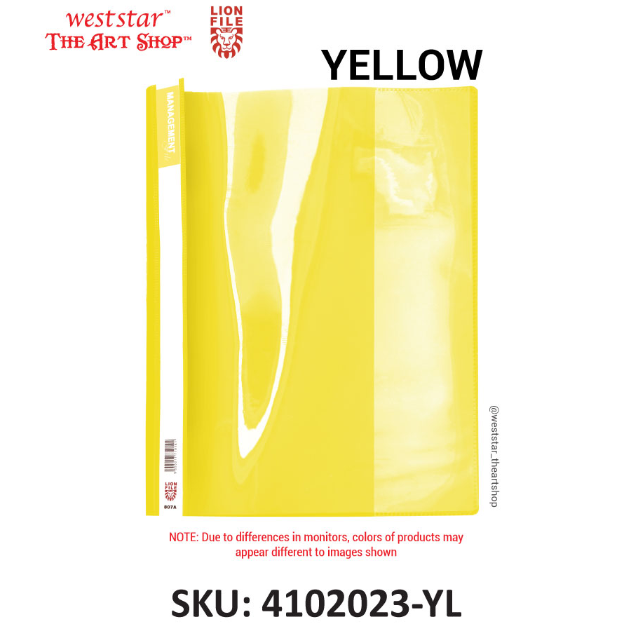 A4 Lion Management File 807A PVC Cover | Lightweight, Sturdy, Clear Front | Presentation & Document File
