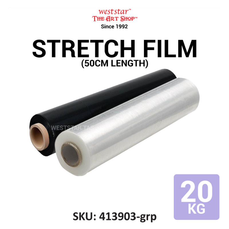 Stretch Film, Shrink Wrap, Clear/Black (50cm x 2kg)