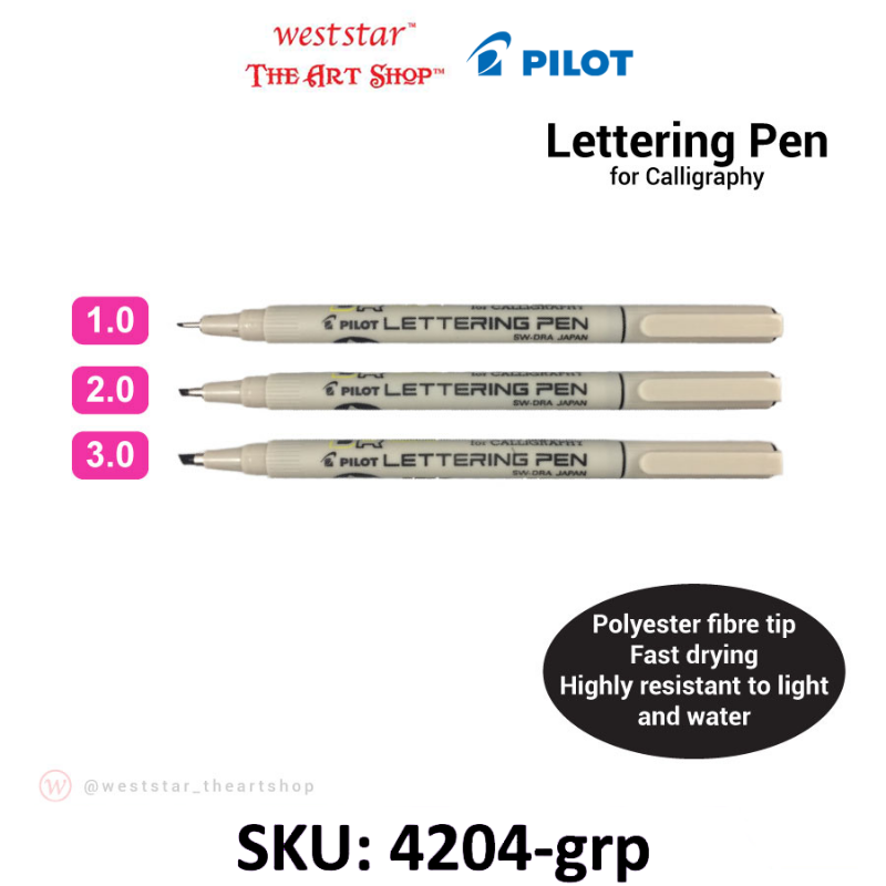 Pilot Lettering Pen for Calligraphy (1.0-3.0)  - Black