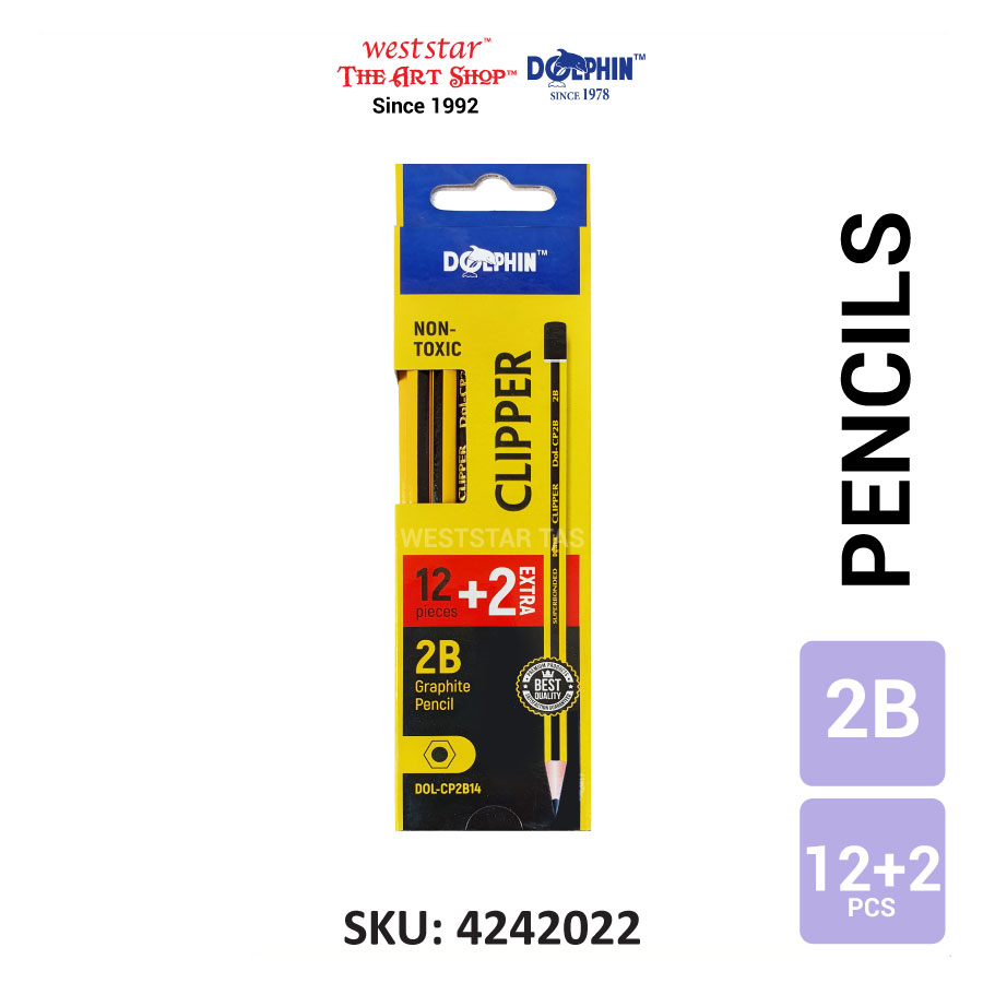 Dolphin 2B Pencil, Graphite Pencil (DOL-CP2B14) | 12 + 2pcs