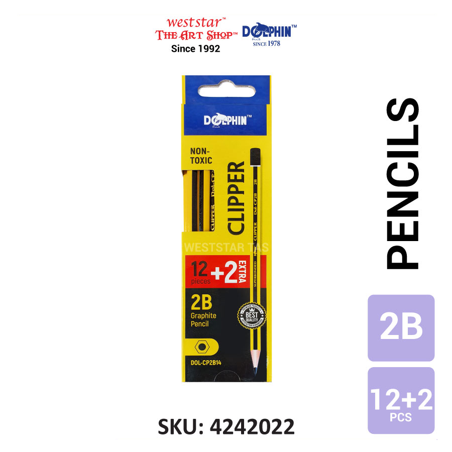 Dolphin 2B Pencil, Graphite Pencil  (DOL-CP2B14) | 12 + 2pcs