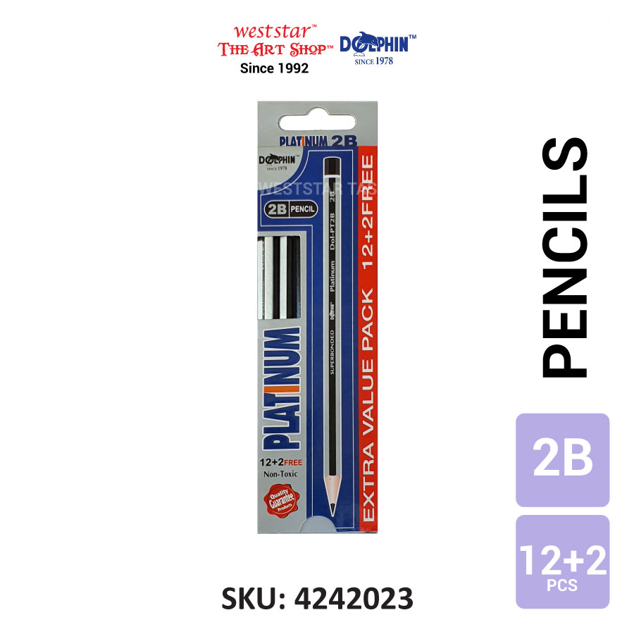 Dolphin Platinum 2B Pencil (DOL-PT2B14) | 12 + 2pcs