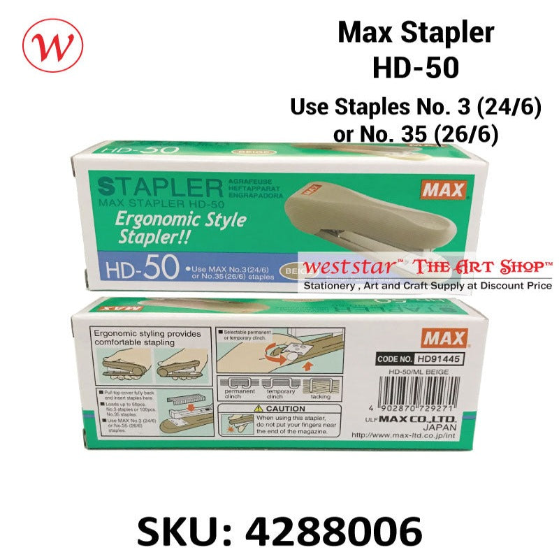 Max HD-50 Stapler | Use staples No.3 or No.35