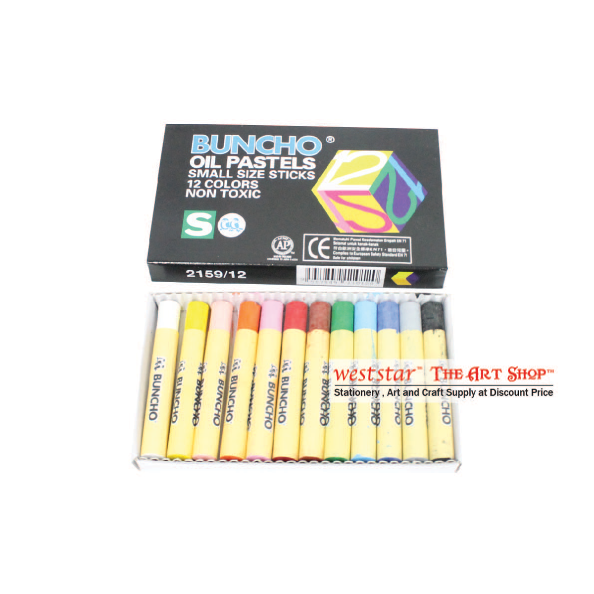 Buncho Oil Pastel Small Size Stick - Black Box - Non-Toxic Crayon Kids Art Craft Drawing Colouring