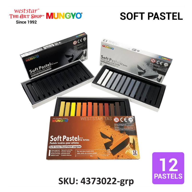 Mungyo Soft Pastel Set 12pcs (Earth, Charcoal, Gray Tone)