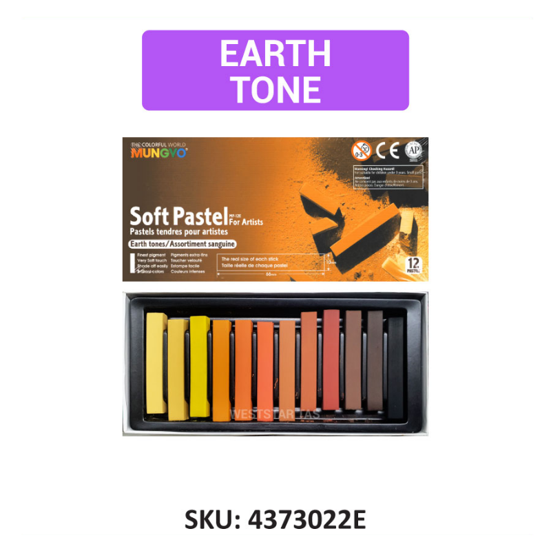 Mungyo Soft Pastel Set 12pcs (Earth, Charcoal, Gray Tone)