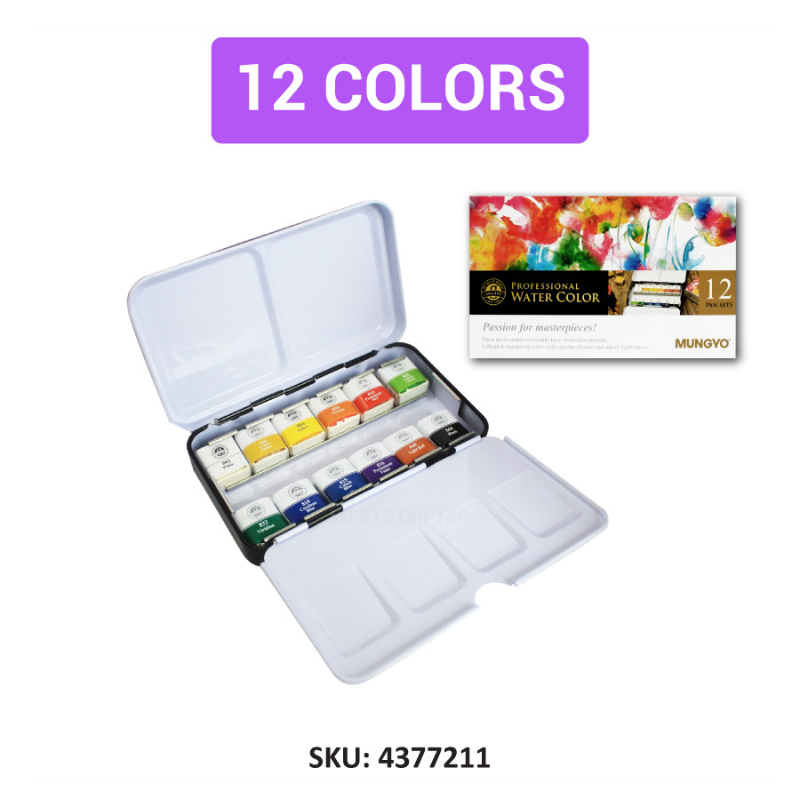 Mungyo Professional HalfPan Watercolour Set Mungyo Half Pan Watercolor Half Pan Set (12colors, 24colors, 48colors)