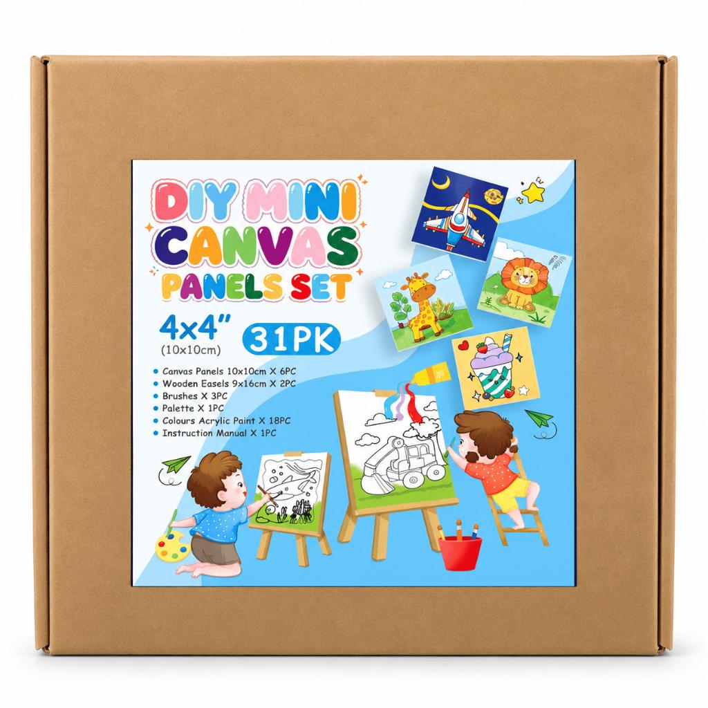 DIY Mini Canvas Painting Set 10x10cm 31pcs | Complete Painting Kit for Beginners, Students & Hobbyists