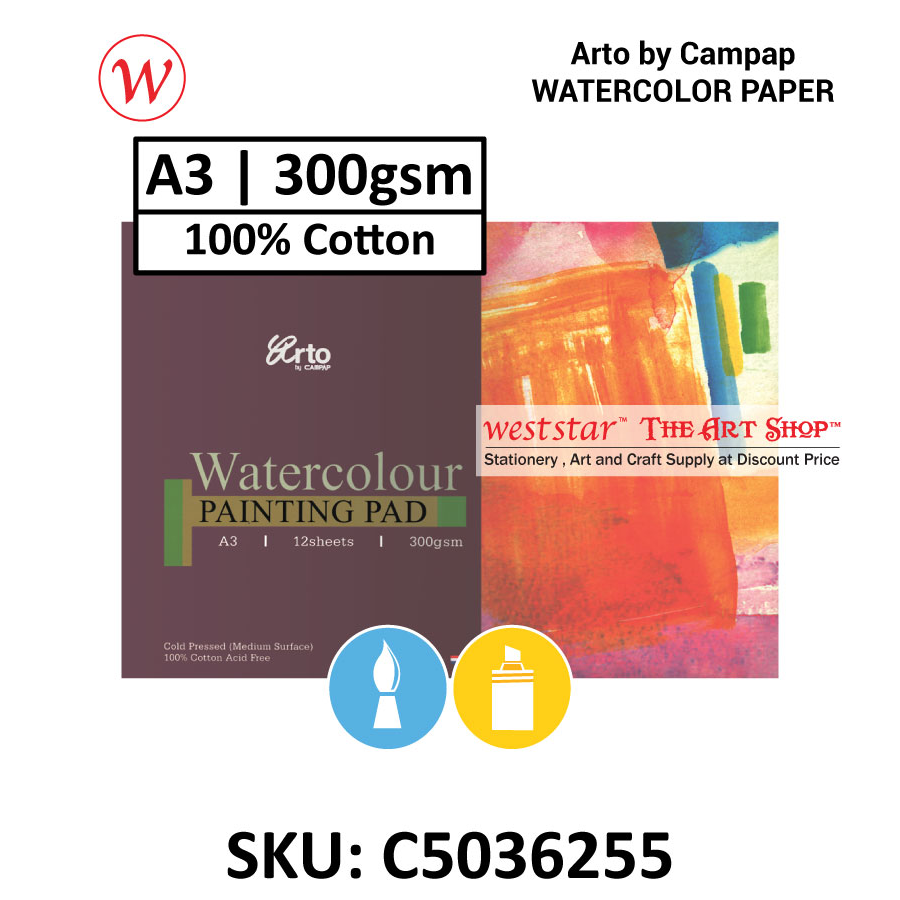A3 Arto Watercolor Pad - Cold Pressed (Cotton / Cellulose) | ACID FREE