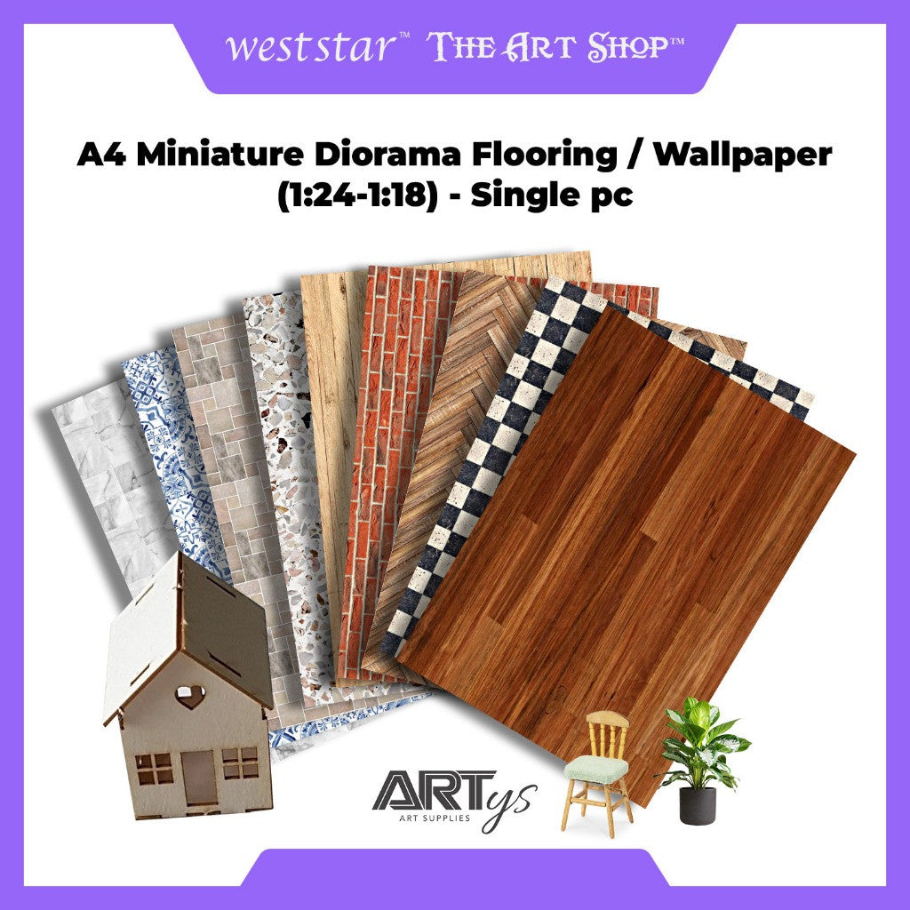 A4 Miniature Diorama Flooring Floor / Wallpaper pattern ( 1:24 / 1:18 ) - Single pc