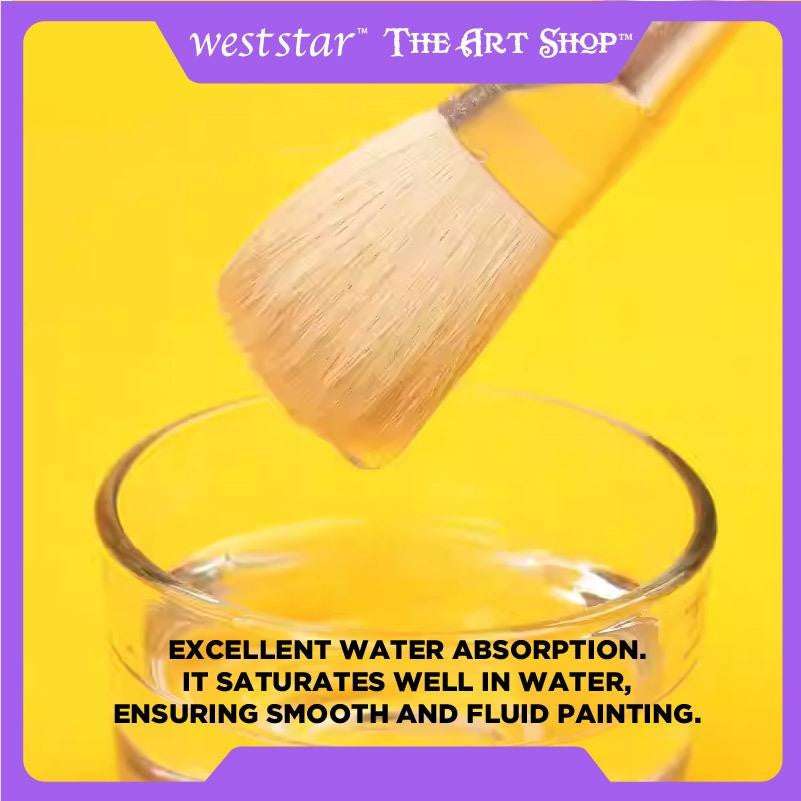 Goat Hair Brush/Flat Mop Brush/ Round Brush Art/Blending Brush Make up /Wool Brush for Ceramic/Berus Kambing