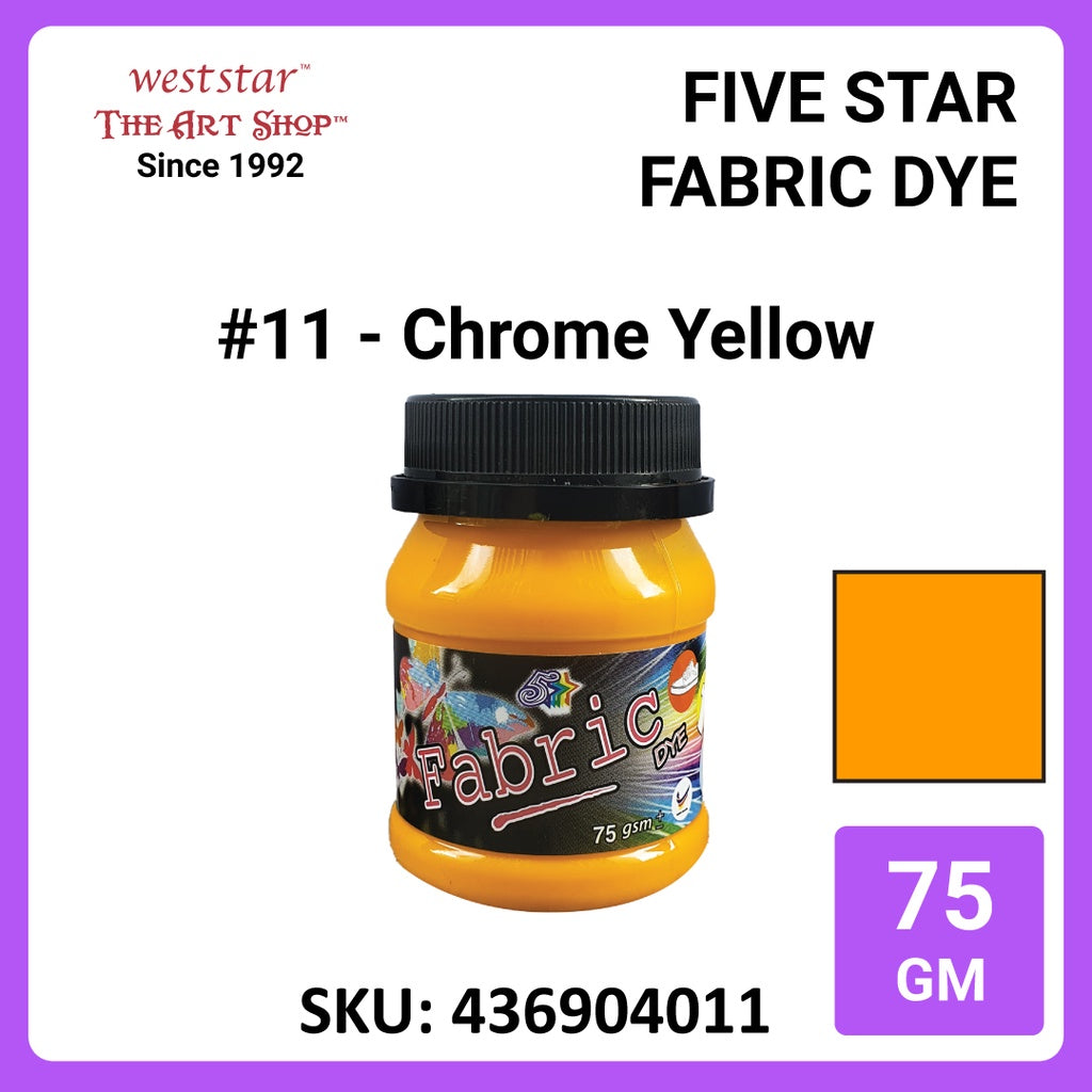 Five Star Fabric Dye 75gm - Standard Color | Clothes DIY Stationery Paint Dye Shirt Batik Fashion Design Office Colouring Colour Tie-Dye Stamping Textiles