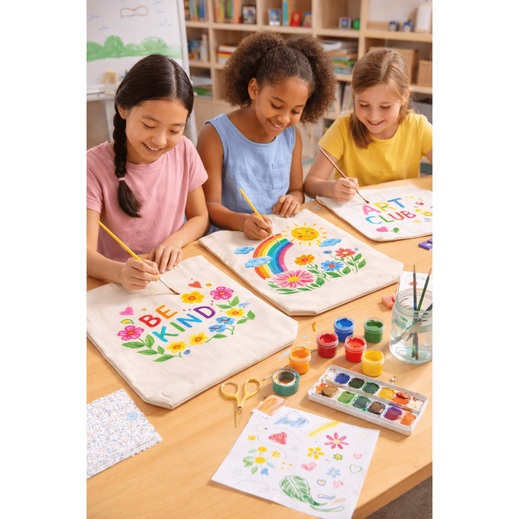 FABRIC FUN SET (Acrylic Paint Set +Tote Bag Odd A3 Size) WORLD ART DAY PROMOTION