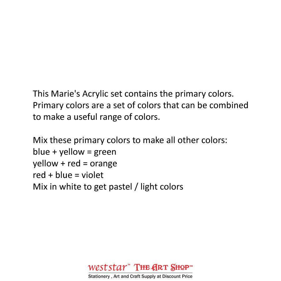 MARIES Acrylic Paint set 6 Col, Arcylic Paint Set,Acrylic Colour,Cat Arkilik,Akrilik Colour,Cat Akrilik Set Art Painting