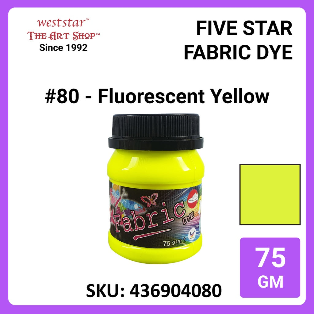 Five Star Fabric Dye 75gm - Standard Color | Clothes DIY Stationery Paint Dye Shirt Batik Fashion Design Office Colouring Colour Tie-Dye Stamping Textiles